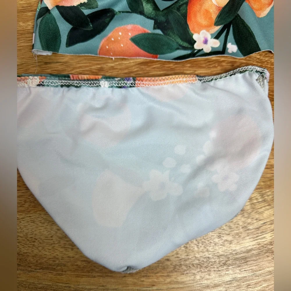 Oranges Peplum‎ Small Shop Handmade 2 Pc Swim Suit